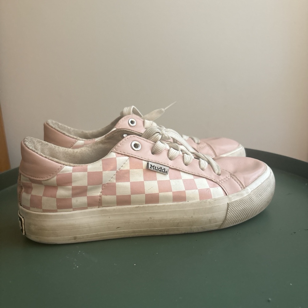 Mudd Pink and White Checkered Sneakers